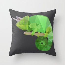 Low Poly Chameleon Throw Pillow