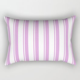 [ Thumbnail: Plum & White Colored Lined/Striped Pattern Rectangular Pillow ]