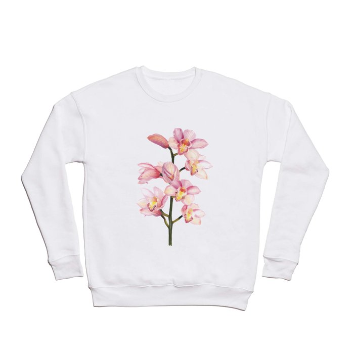 The Orchid, A Realistic Botanical Watercolor Painting Crewneck Sweatshirt