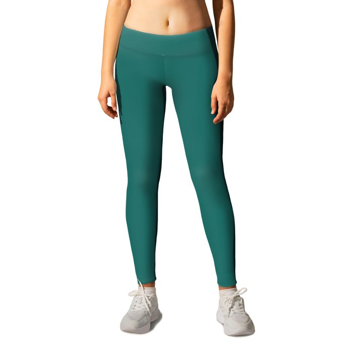 Dark Aqua Green Solid Color Pantone Ivy 18-5620 TCX Shades of Blue-green Hues Leggings