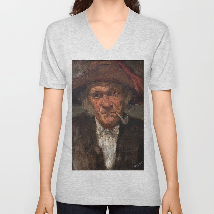 James Whistler - Man Smoking a Pipe V Neck T Shirt