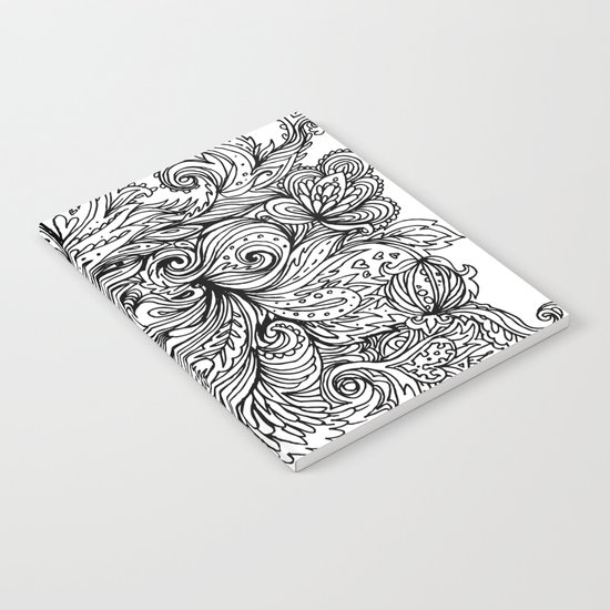 B&W Floral Indian Pattern Notebook