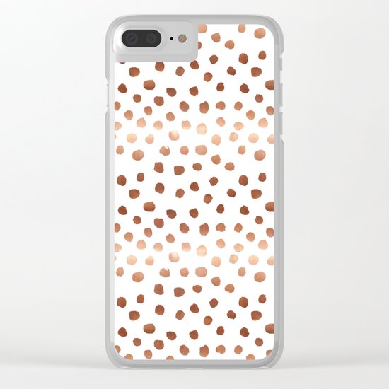 Rose Gold copper sparkle modern dots polka dots rosegold trendy pattern cell phone accessories Clear iPhone Case