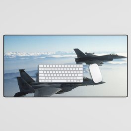 Air Force Fighter Jets Desk Mat | War, Flying, Army, Two, Supersonic, Aircraft, Photo, Sky, Air, Clouds 