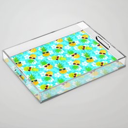 Funny Summer Tropical Pineapples Acrylic Tray