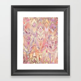 Glowing Coral and Amethyst Art Deco Pattern Framed Art Print