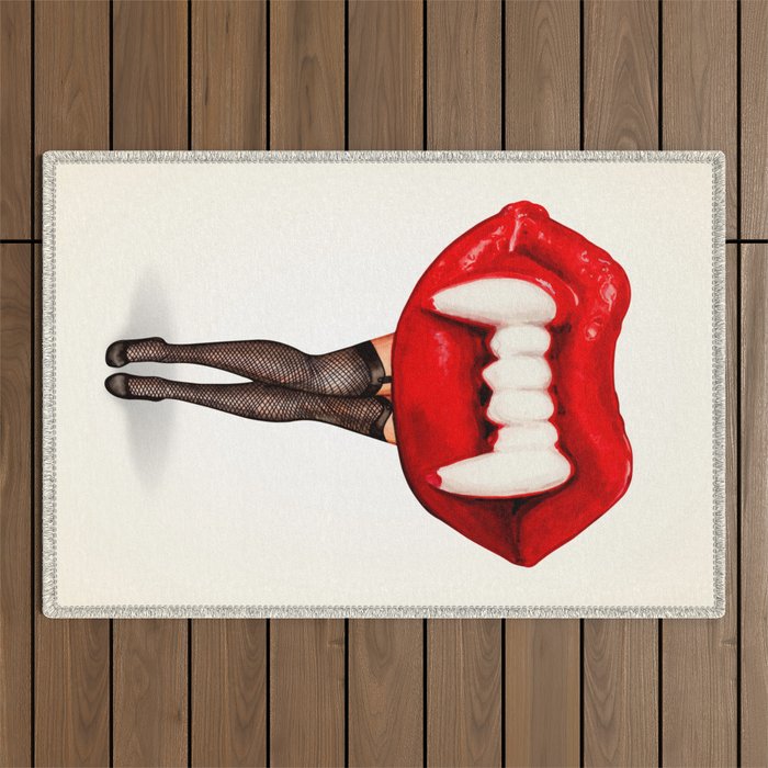 Vampire Wax Lips Pn-Up Outdoor Rug