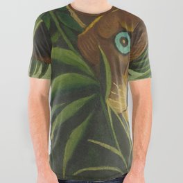 Lioness peers out of the jungle and grasses, circa 1890, oil on canvas print by Henri Rousseau All Over Graphic Tee