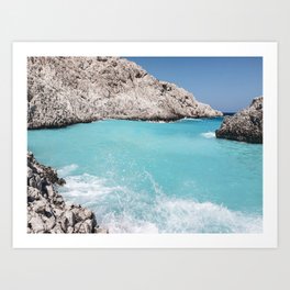 Fifty Shades of Blue Ocean Wave in Crete Island, Greece | Travel Photography | Landscape Photography Art Print