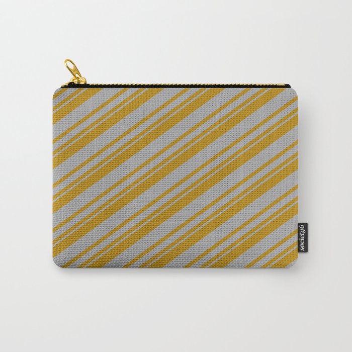 Dark Goldenrod & Dark Grey Colored Stripes/Lines Pattern Carry-All Pouch