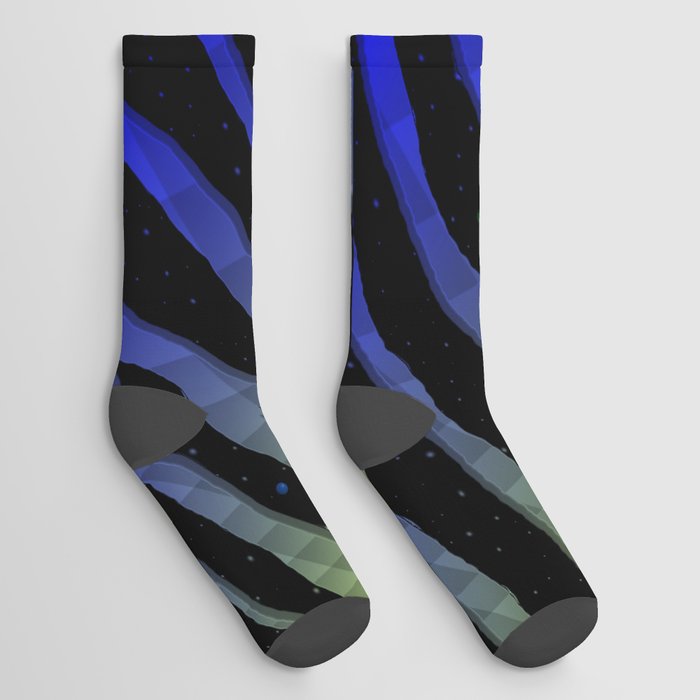 Ripped SpaceTime Stripes - Lime/Blue Socks