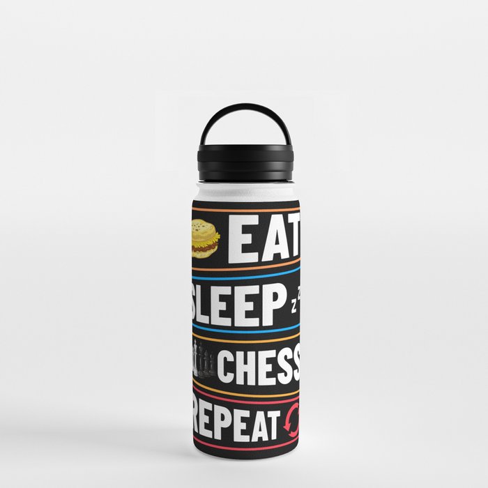 Chess Board Player Opening Game Beginner Water Bottle