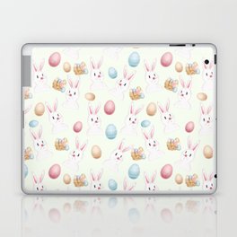 Easter Bunny And Eggs Pattern- Light Mint Green Laptop Skin