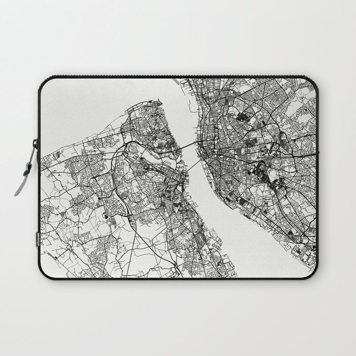 Birkenhead, England - Black and White City Map Laptop Sleeve