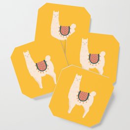 Fancy Llama - Yellow Background Coaster