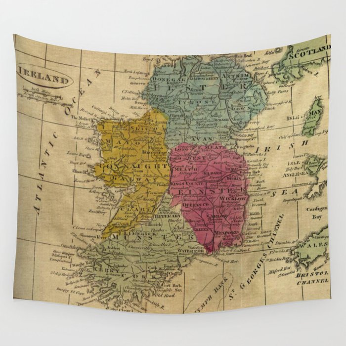 Vintage Map of Ireland (1808) Wall Tapestry