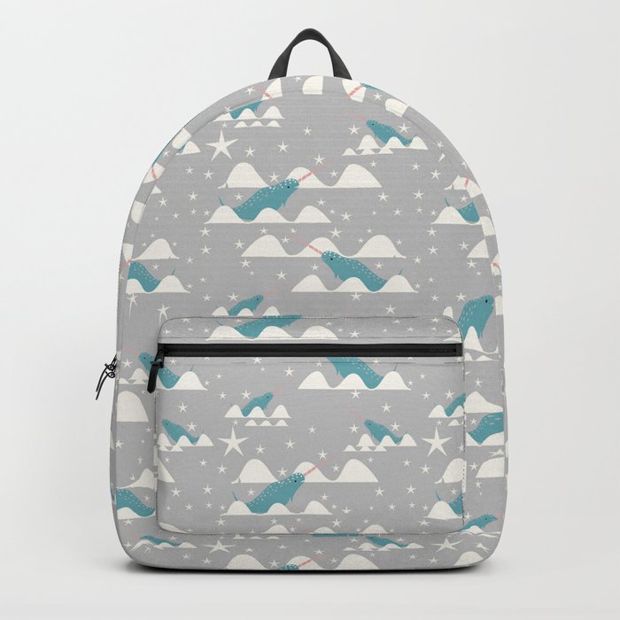 narwhal in ocean grey Backpack