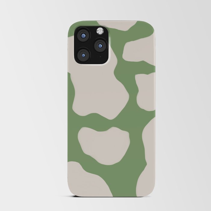 Retro 70s 60s Sage Green Cow Spots iPhone Card Case