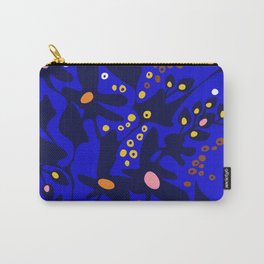 Blue home jungle: Organic shapes and flowers Carry-All Pouch | Pop Art, Minimalst, Pattern, Dark, Graphicdesign, Minimal, Leaves, Blue, Botanical, Gloomy 