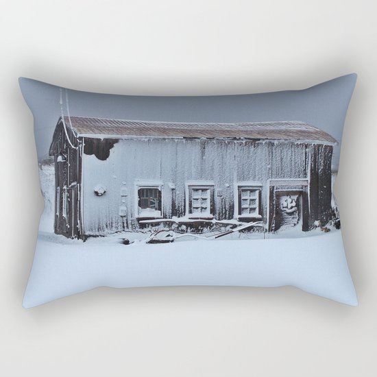 Snow Caked Barn Rectangular Pillow