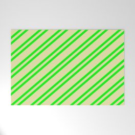 [ Thumbnail: Lime and Pale Goldenrod Colored Pattern of Stripes Welcome Mat ]