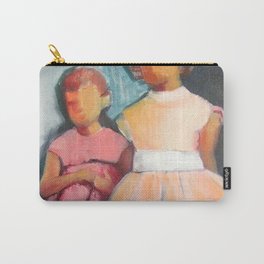 Sisters Carry-All Pouch | Painting, Sisters, Blue, Dress, Peach, Pink 