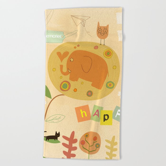 happy imagination Beach Towel