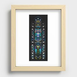 Castle in Malbork stained glass window in the_church rorschach Recessed Framed Print