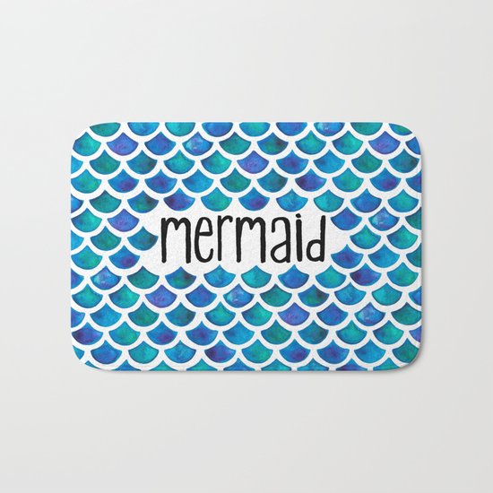 Mermaid Scales in Blue Bath Mat