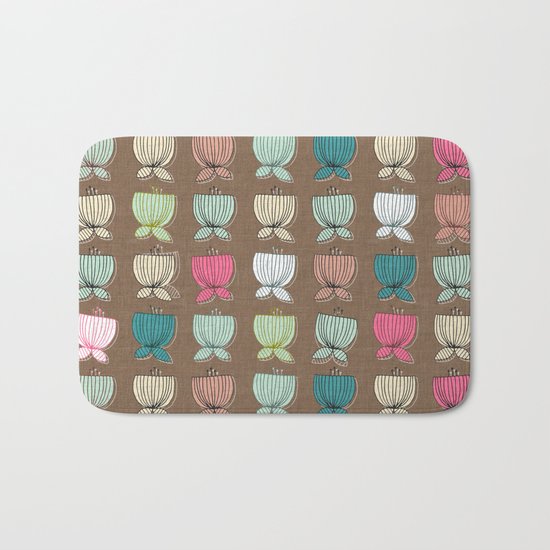 flower cups brown Bath Mat