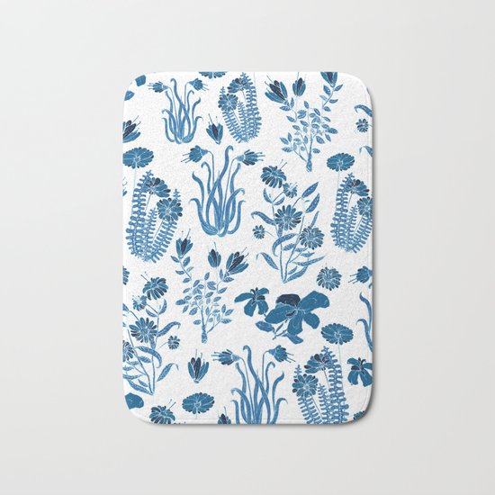 Blue Flowers Bath Mat
