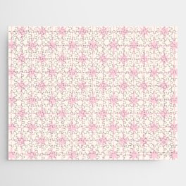 Midcentury Modern Atomic Starburst Pattern in Pale Pink and Light Cream Jigsaw Puzzle
