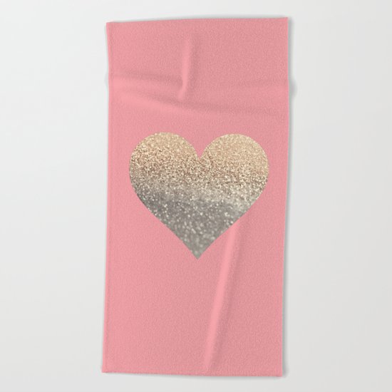 GOLD HEART CORAL Beach Towel