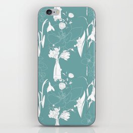 Flowers pattern with leafs in pastel color line art. iPhone Skin