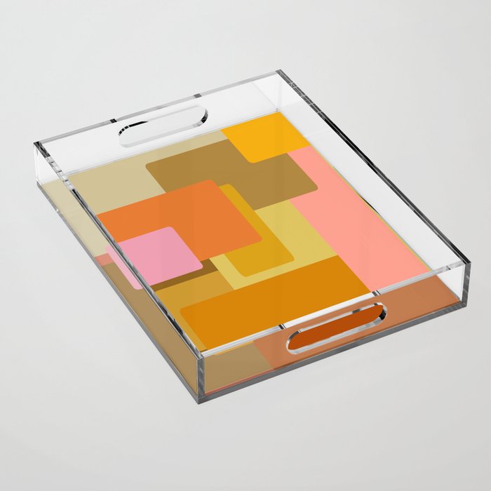 Shapes in Burnt Orange, Pink, and Yellow Acrylic Tray