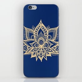 Gold and Blue Lotus Flower Mandala iPhone Skin