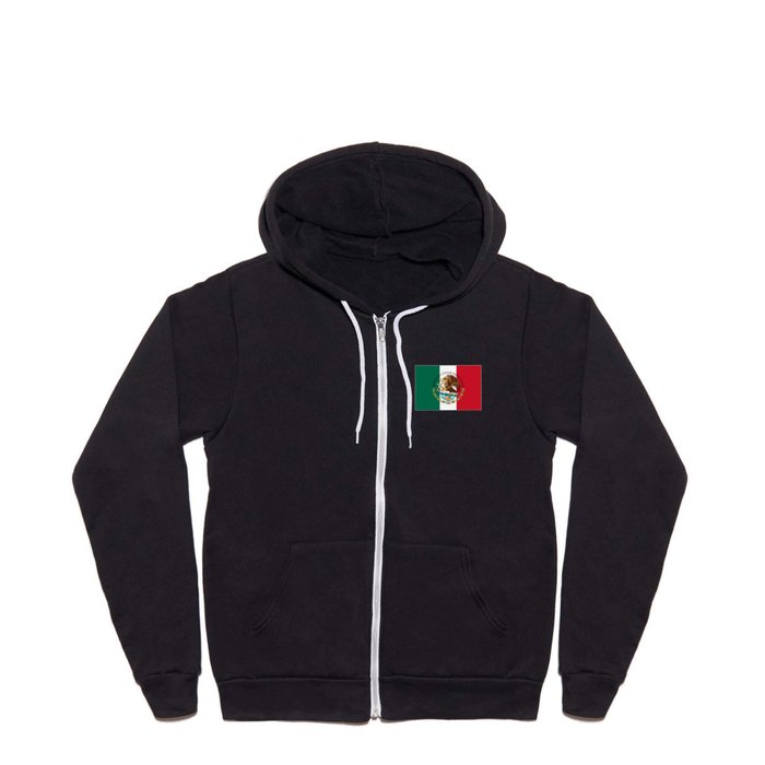 Mexico flag & Coat of Arms augmented scale Full Zip Hoodie