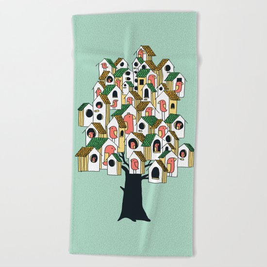 Bird houses Beach Towel