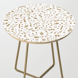 Gold Musical Notation Pattern on White Side Table