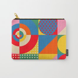 Sonia Delaunay Inspired Abstract Geometry Carry-All Pouch | Frenchartist, Graphicdesign, Retro, Groovyroomdecor, Matisse, Shapes, Pattern, Colorfulroomdecor, Orangepink, Abstract 