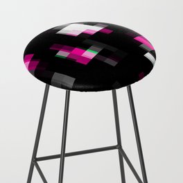 geometric pixel square pattern abstract background in pink black Bar Stool