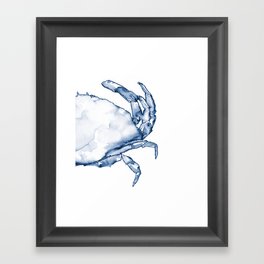 Coastal Crab in Watercolor, Navy Blue (Right Half in Set) Framed Art Print