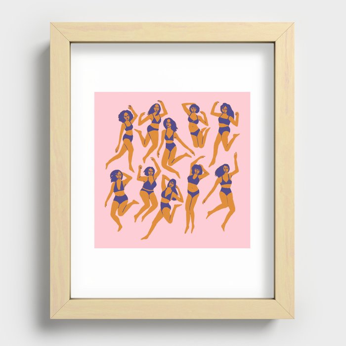 Underwear Dancing - Pink Recessed Framed Print