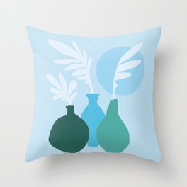 Abstraction_PLANTS_BOHEMIAN_BLUE_MOON_POP_ART_1213A Throw Pillow