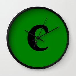 c (BLACK & GREEN LETTERS) Wall Clock | Monogram, Letter, Types, Design, Cletter, Personalise, Font, Cool, Stylish, Personalization 