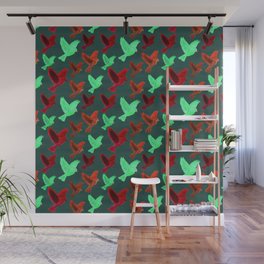 seamless pattern with colorful little birds flying Wall Mural