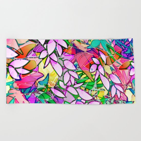 Grunge Art Floral Abstract G130 Beach Towel
