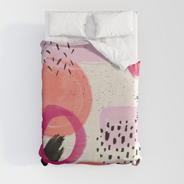 Abstract pink black coral geometric minimalist paint watercolor Duvet Cover