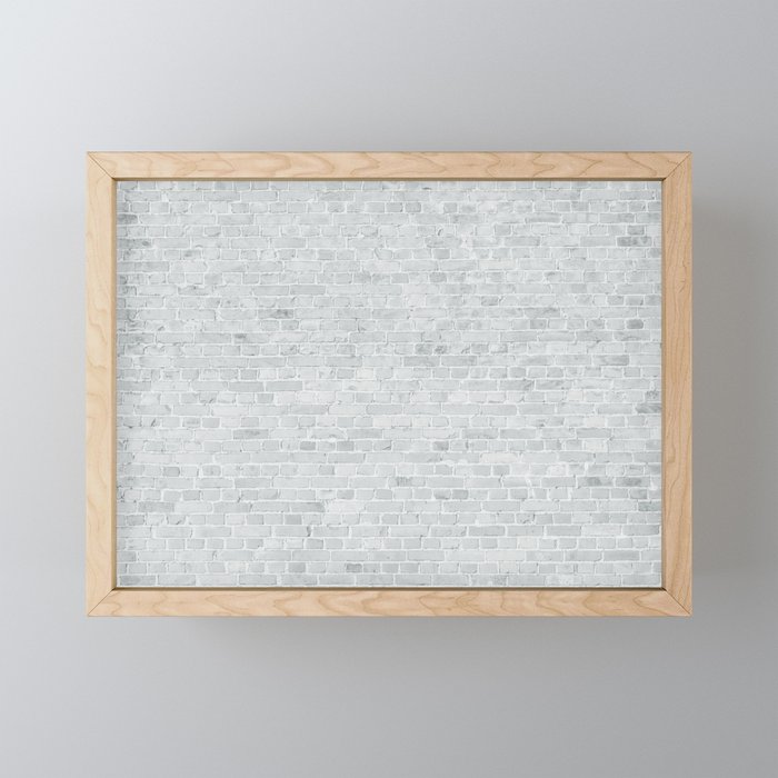 White Washed Brick Wall Stone Cladding Framed Mini Art Print By Podartist