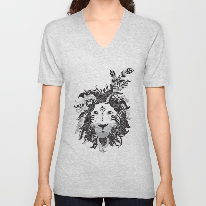Lion tribal V Neck T Shirt